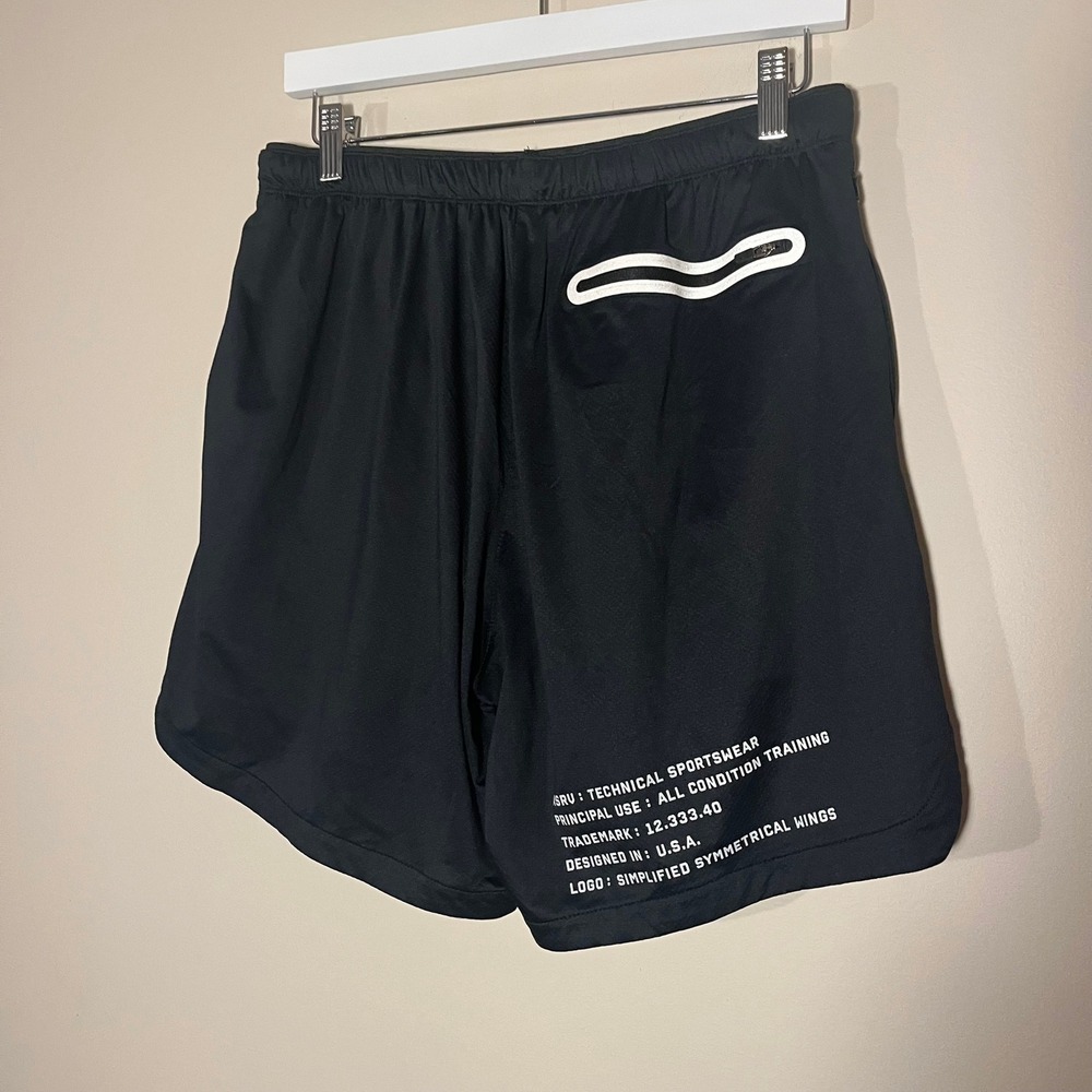 ASRV Black Athletic Shorts with White Accents